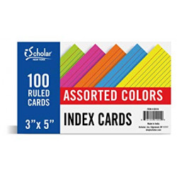 Assorted Color Index Cards 3"x 5" Ruled