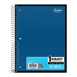 Wide Rule Sprial Notebook, 70 sheets, Blue