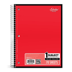 Wide Rule Sprial Notebook, 70 sheets, Red