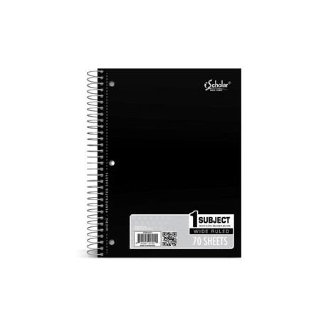 Wide Rule Sprial Notebook, 70 sheets, Black