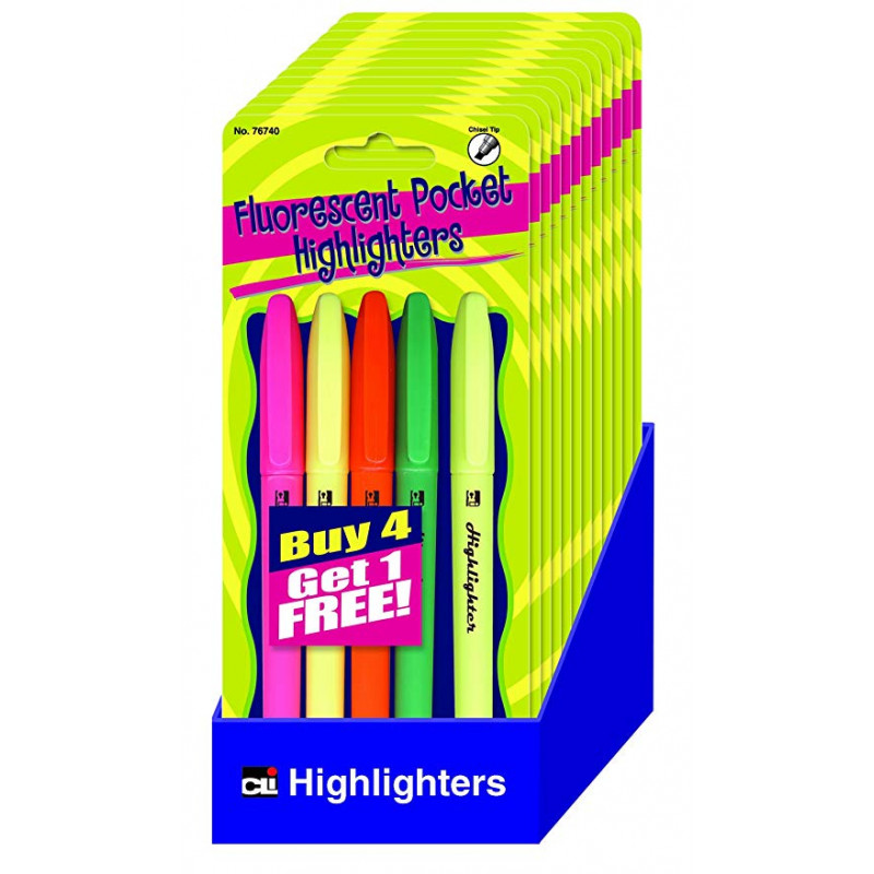 Pocket Style Highlighters 5 Count