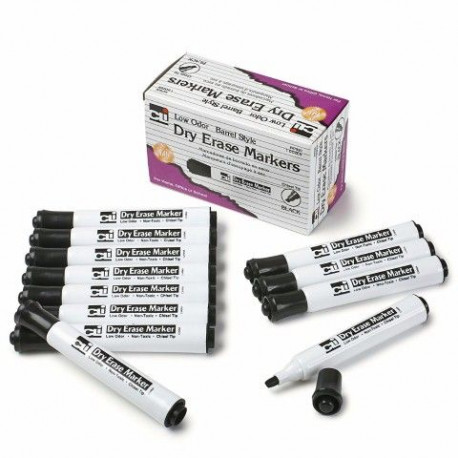 Dry Erase Markers Black Chisel Tip box of 12