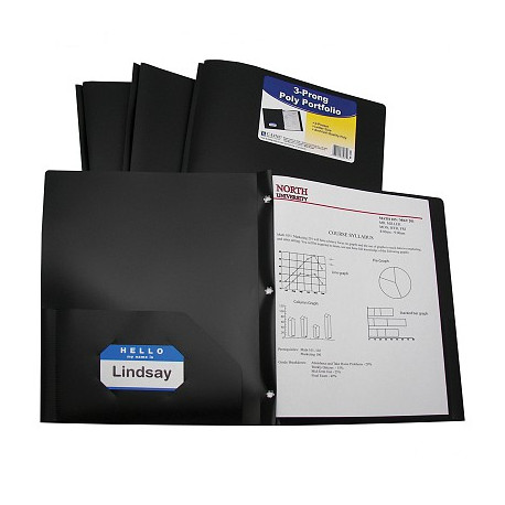 Black 2 Pocket & Prong Poly Folder