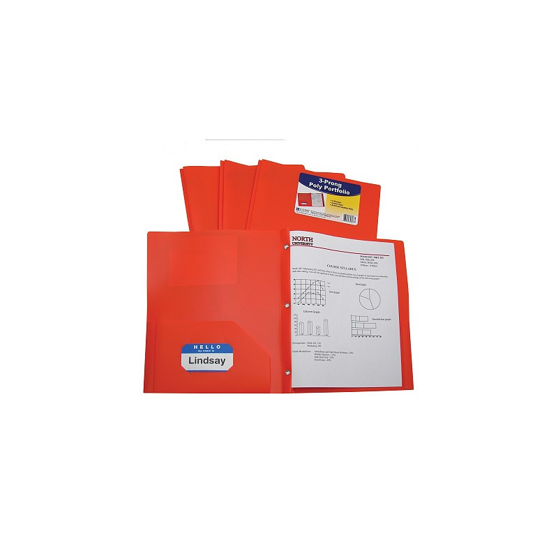Orange 2 Pocket & Prong Poly Folder 