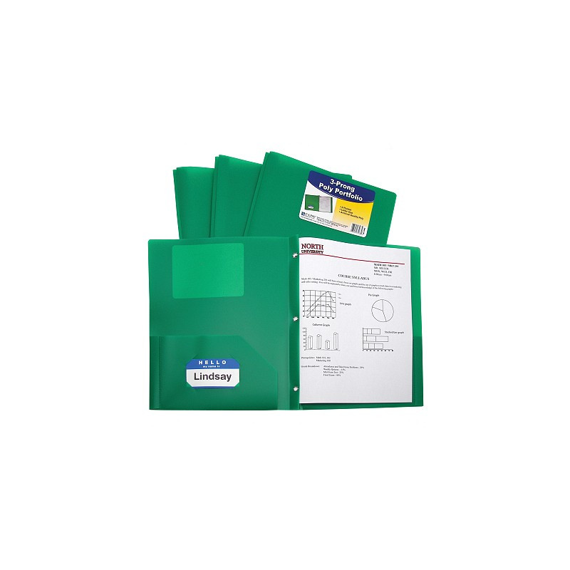 Green 2 Pocket & Prong Poly Folder