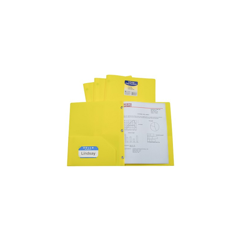 Yellow 2 Pocket & Prong Poly Folder