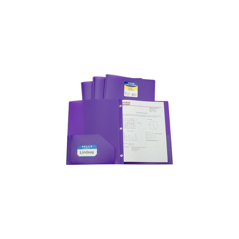 Purple 2 Pocket & Prong Poly Folder
