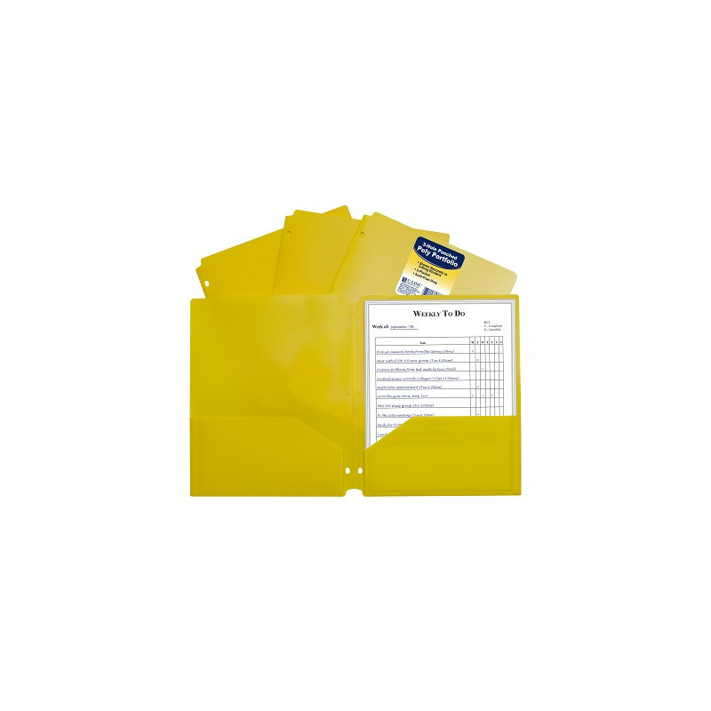 Poly 2-pocket Folder, 3 hole punched Yellow