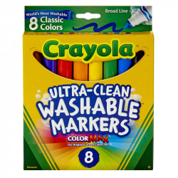 Crayola Washable Markers Classic Colors, Conical Tip, 8 ct