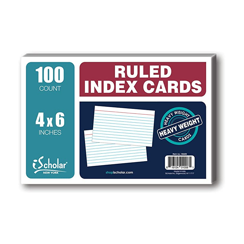 Index Card 4 x 6 Ruled 100 Count