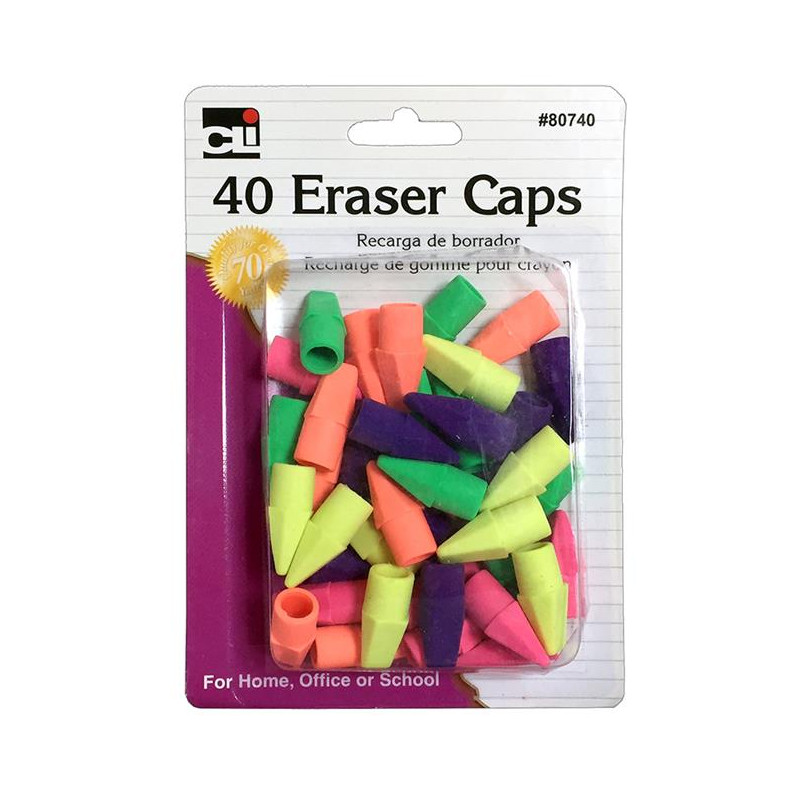 Neon Cap Erasers, 40 ct.