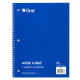 Wide Ruled Spiral Notebook, Blue Cover, 70 Sheets