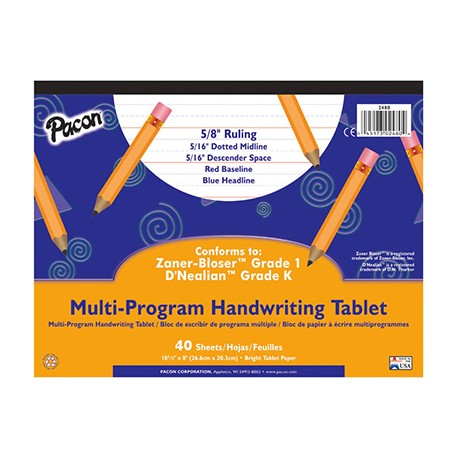 Both Side Ruling Pacon Grade K Multi-program Handwriting Tablet 40 Sheets 