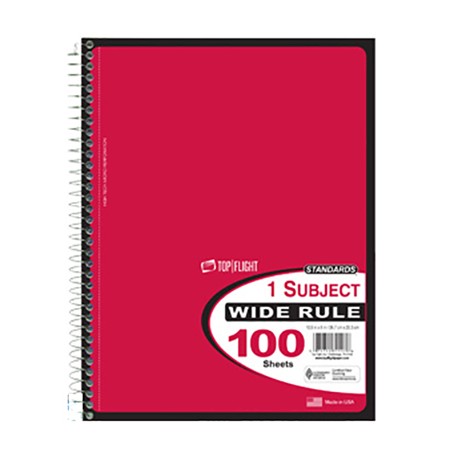 Spiral Notebook, Wide Rule, 100 sheets