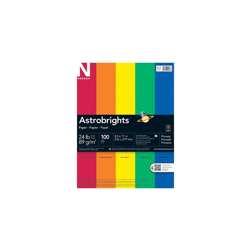 ASTROBRIGHTS Copy Paper, Primary 100 sheets